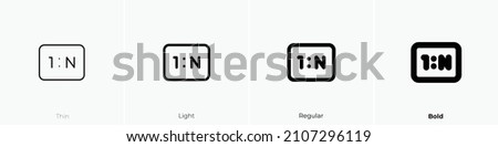relation one to many icon. Thin, Light Regular And Bold style design isolated on white background