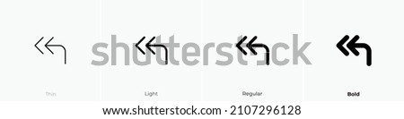 corner up left double icon. Thin, Light Regular And Bold style design isolated on white background