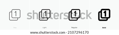 box multiple 1 icon. Thin, Light Regular And Bold style design isolated on white background