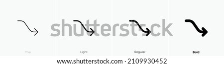 trending down 3 icon. Thin, Light Regular And Bold style design isolated on white background