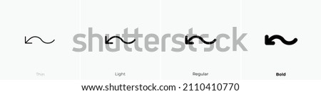 arrow wave left down icon. Thin, Light Regular And Bold style design isolated on white background