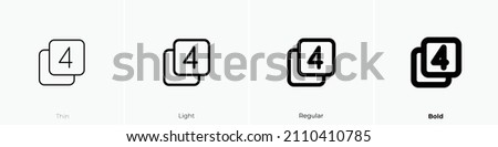 box multiple 4 icon. Thin, Light Regular And Bold style design isolated on white background