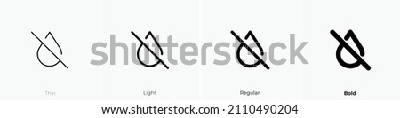droplet off icon. Thin, Light Regular And Bold style design isolated on white background