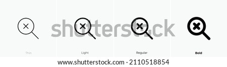 zoom cancel icon. Thin, Light Regular And Bold style design isolated on white background