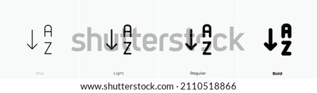 sort ascending letters icon. Thin, Light Regular And Bold style design isolated on white background
