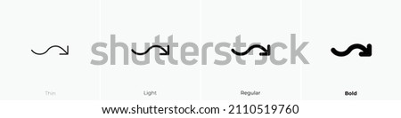 arrow wave right down icon. Thin, Light Regular And Bold style design isolated on white background