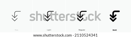 corner left down double icon. Thin, Light Regular And Bold style design isolated on white background