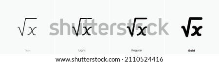 square root 2 icon. Thin, Light Regular And Bold style design isolated on white background