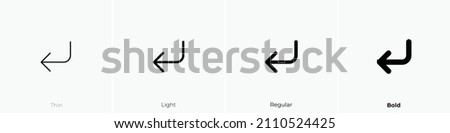 corner down left icon. Thin, Light Regular And Bold style design isolated on white background