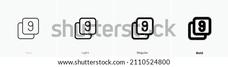 box multiple 9 icon. Thin, Light Regular And Bold style design isolated on white background