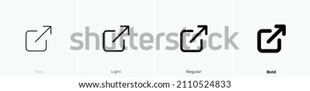 external link icon. Thin, Light Regular And Bold style design isolated on white background