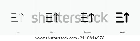 sort ascending icon. Thin, Light Regular And Bold style design isolated on white background