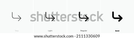 corner down right icon. Thin, Light Regular And Bold style design isolated on white background