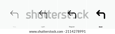 corner up left icon. Thin, Light Regular And Bold style design isolated on white background