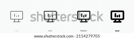 device desktop analytics icon. Thin, Light Regular And Bold style design isolated on white background