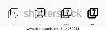 box multiple 7 icon. Thin, Light Regular And Bold style design isolated on white background