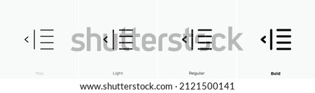 left indent alt icon. Thin, Light Regular And Bold style design isolated on white background