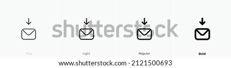 envelope download alt icon. Thin, Light Regular And Bold style design isolated on white background