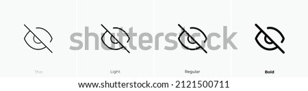 eye slash icon. Thin, Light Regular And Bold style design isolated on white background