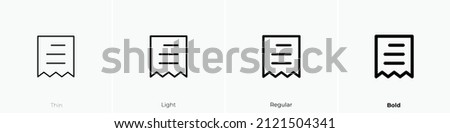receipt alt icon. Thin, Light Regular And Bold style design isolated on white background