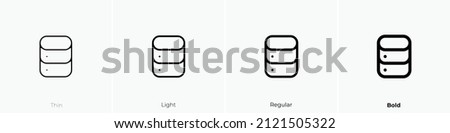 database alt icon. Thin, Light Regular And Bold style design isolated on white background