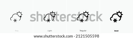 cloud sun meatball icon. Thin, Light Regular And Bold style design isolated on white background