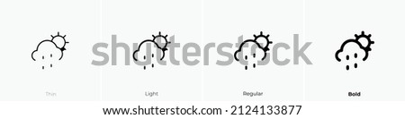 cloud sun rain alt icon. Thin, Light Regular And Bold style design isolated on white background