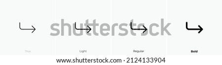 corner down right alt icon. Thin, Light Regular And Bold style design isolated on white background
