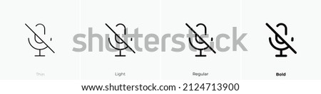 microphone slash icon. Thin, Light Regular And Bold style design isolated on white background