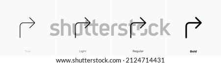 corner up right icon. Thin, Light Regular And Bold style design isolated on white background