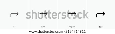 corner up right alt icon. Thin, Light Regular And Bold style design isolated on white background