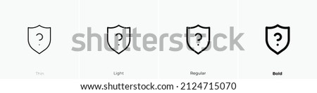 shield question icon. Thin, Light Regular And Bold style design isolated on white background