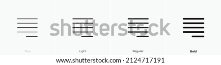 align right justify icon. Thin, Light Regular And Bold style design isolated on white background