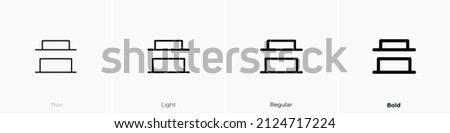 vertical distribute bottom icon. Thin, Light Regular And Bold style design isolated on white background