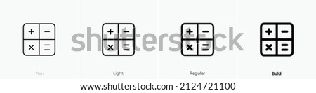 calculator alt icon. Thin, Light Regular And Bold style design isolated on white background