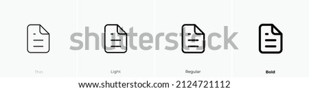 file alt icon. Thin, Light Regular And Bold style design isolated on white background