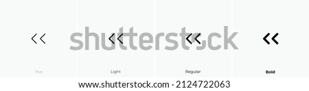 angle double left icon. Thin, Light Regular And Bold style design isolated on white background