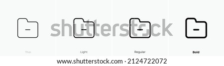 folder minus icon. Thin, Light Regular And Bold style design isolated on white background