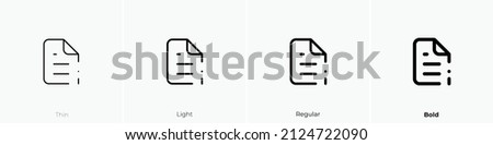 file info alt icon. Thin, Light Regular And Bold style design isolated on white background