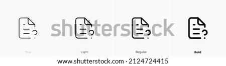 file question alt icon. Thin, Light Regular And Bold style design isolated on white background