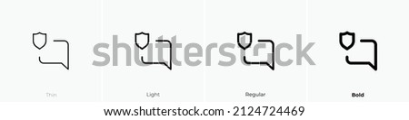 comment alt shield icon. Thin, Light Regular And Bold style design isolated on white background