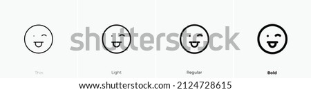 grin tongue wink icon. Thin, Light Regular And Bold style design isolated on white background