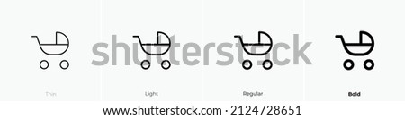 baby carriage icon. Thin, Light Regular And Bold style design isolated on white background