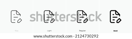file edit alt icon. Thin, Light Regular And Bold style design isolated on white background