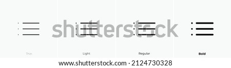 list ul icon. Thin, Light Regular And Bold style design isolated on white background