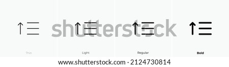 sort amount up icon. Thin, Light Regular And Bold style design isolated on white background