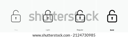 lock open alt icon. Thin, Light Regular And Bold style design isolated on white background