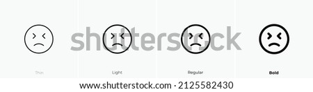 sad squint icon. Thin, Light Regular And Bold style design isolated on white background