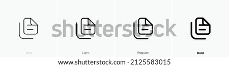 file copy alt icon. Thin, Light Regular And Bold style design isolated on white background