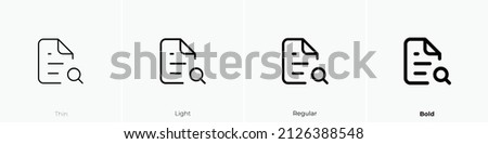 file search alt icon. Thin, Light Regular And Bold style design isolated on white background